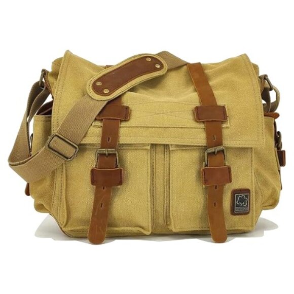 Vintage Military Men Canvas Crossbody Messenger Laptop Bag